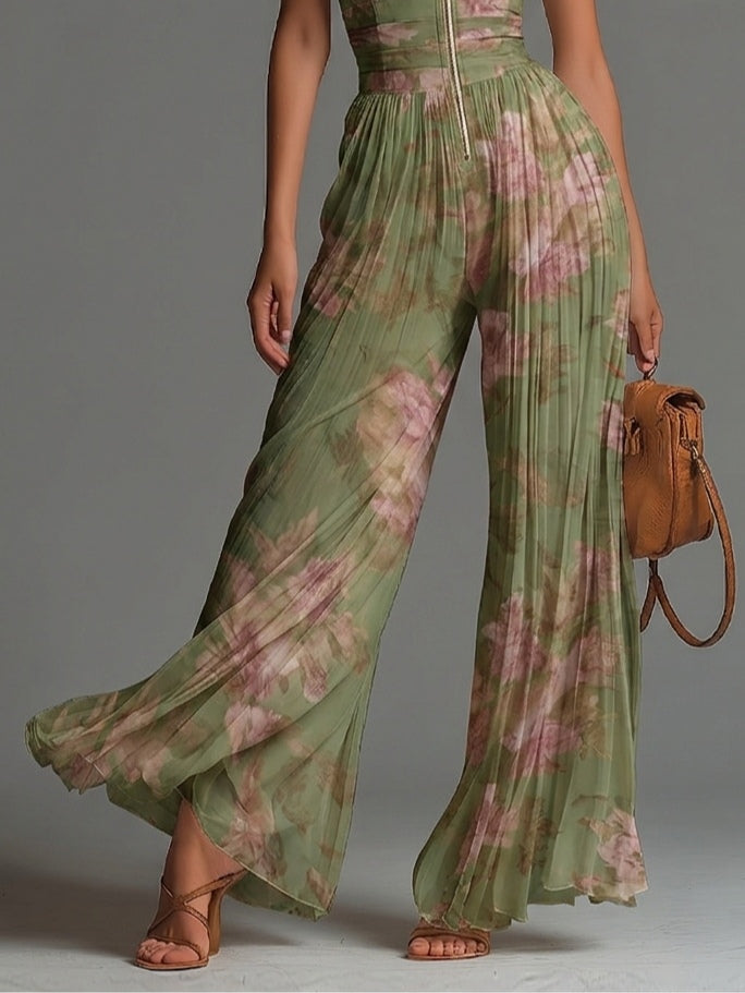 Loli - Mono de gasa verde con estampado floral