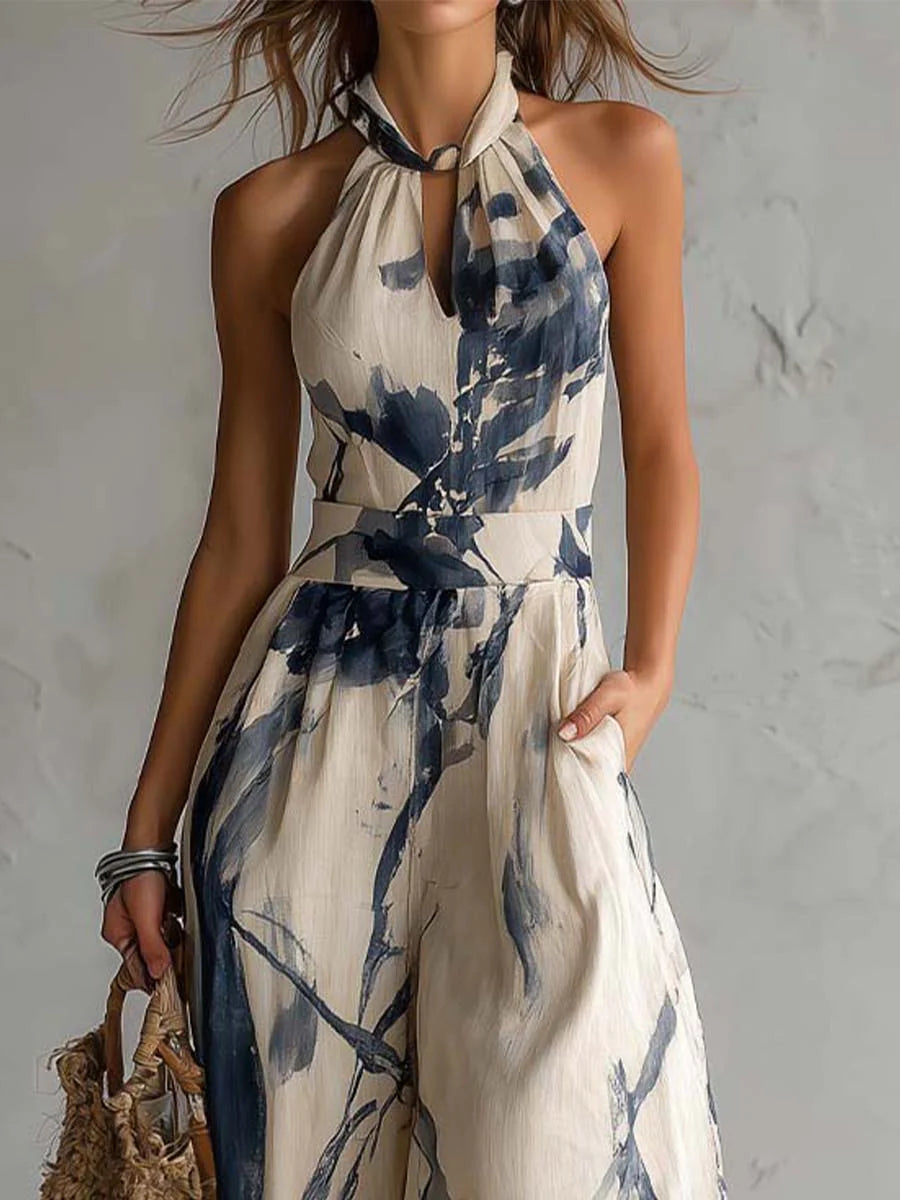 Irene - Mono de pernera ancha con cuello halter