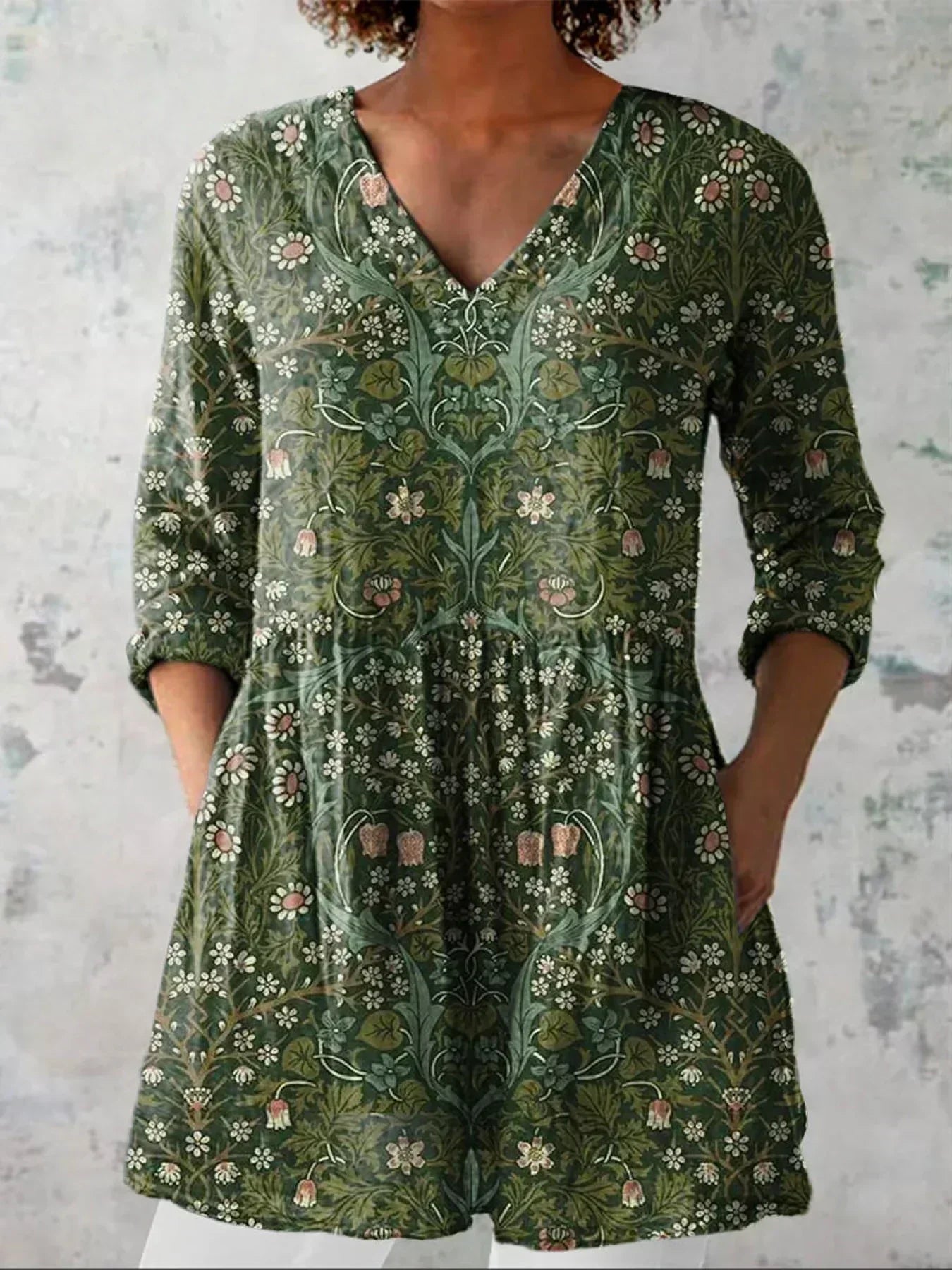 Sophia Vintage Floral V-Neck Shirt