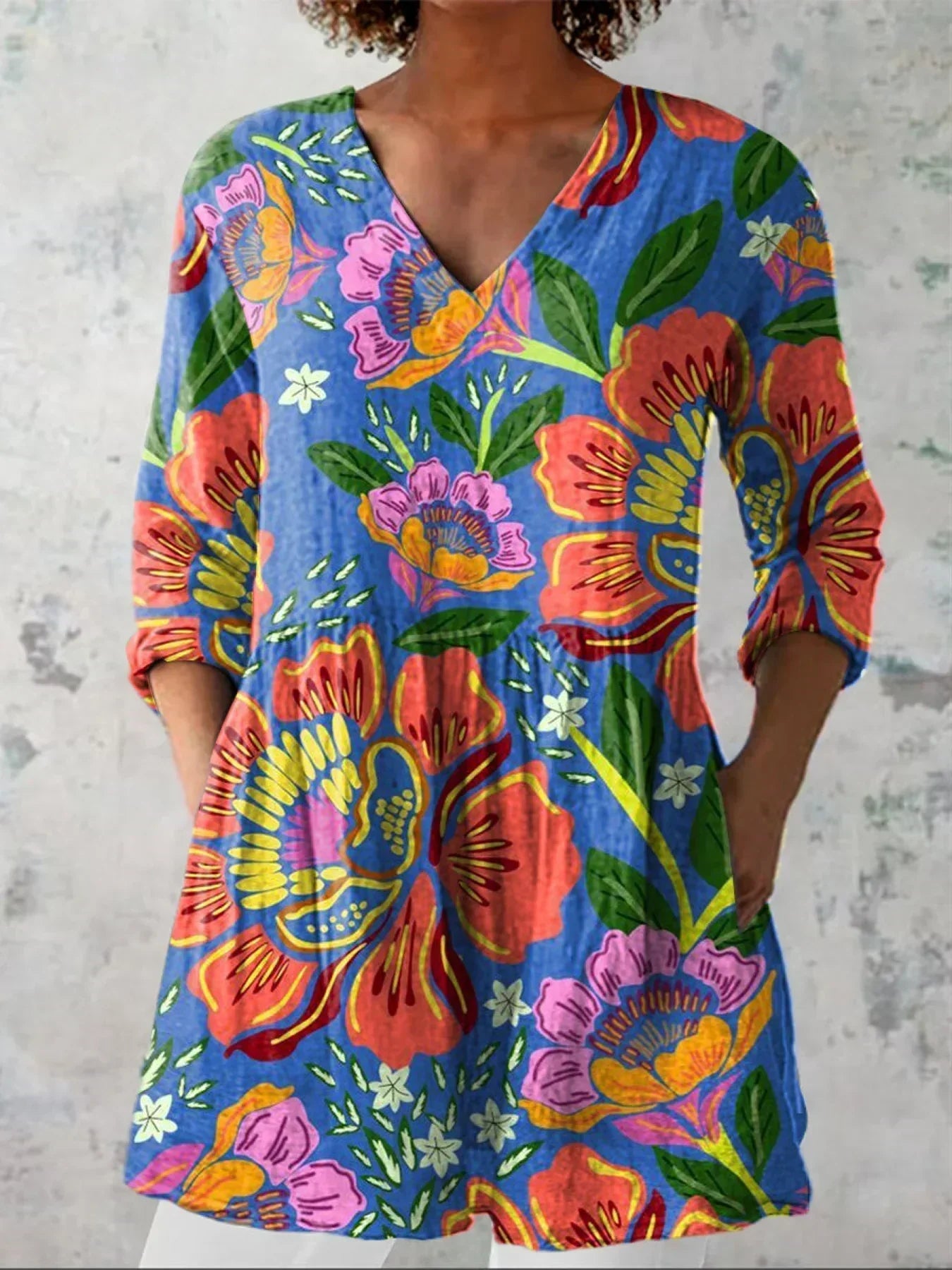Abigail Tropical Floral V-Neck Shirt