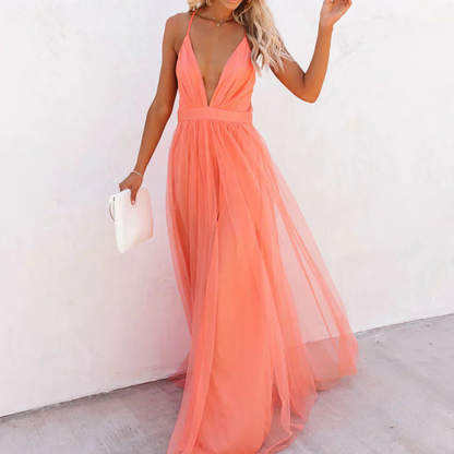 Ginevra | Vestido largo en color coral claro