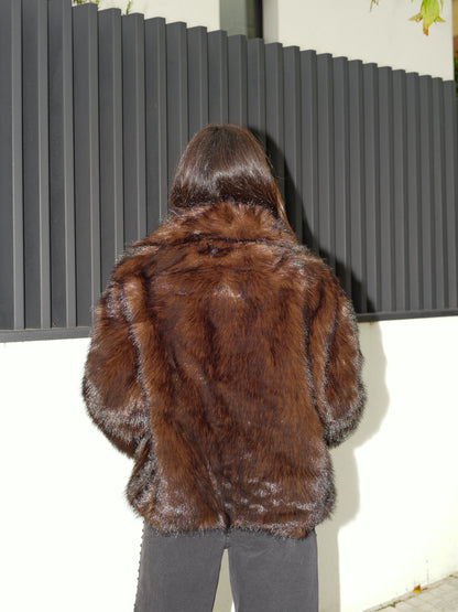 Chaqueta pelo solapa chocolate