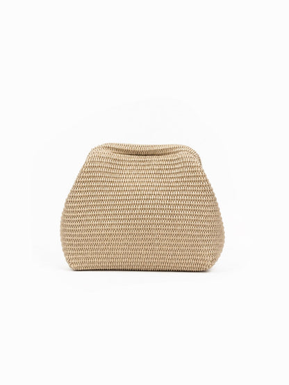 Clutch entrelazado rafia beige