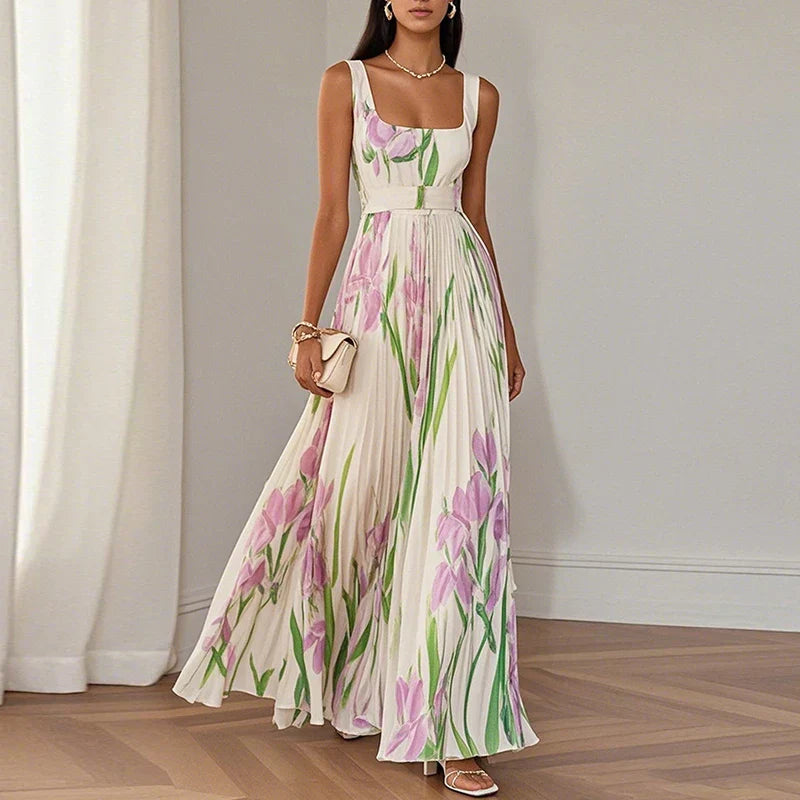 Oriah | Vestido largo de corte A con estampado floral