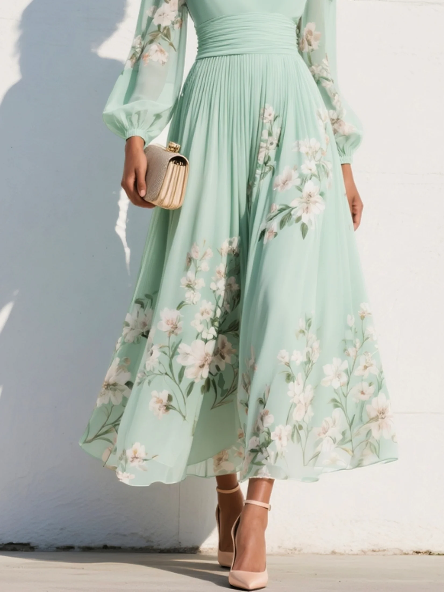 Gabriela| Vestido floral verde claro