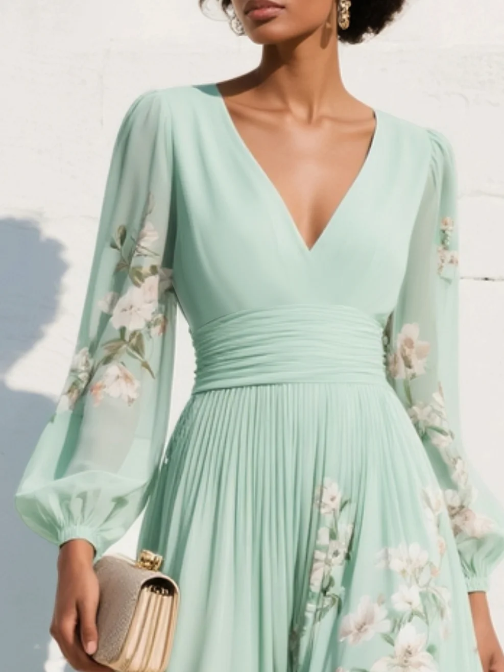 Gabriela| Vestido floral verde claro