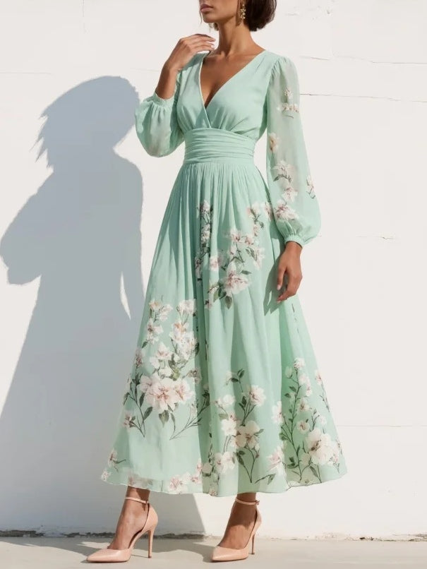 Gabriela| Vestido floral verde claro