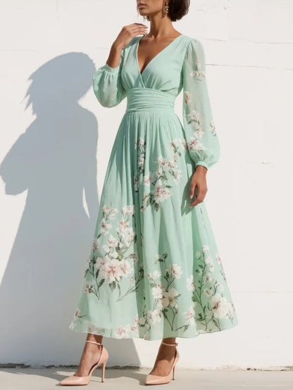 Gabriela| Vestido floral verde claro