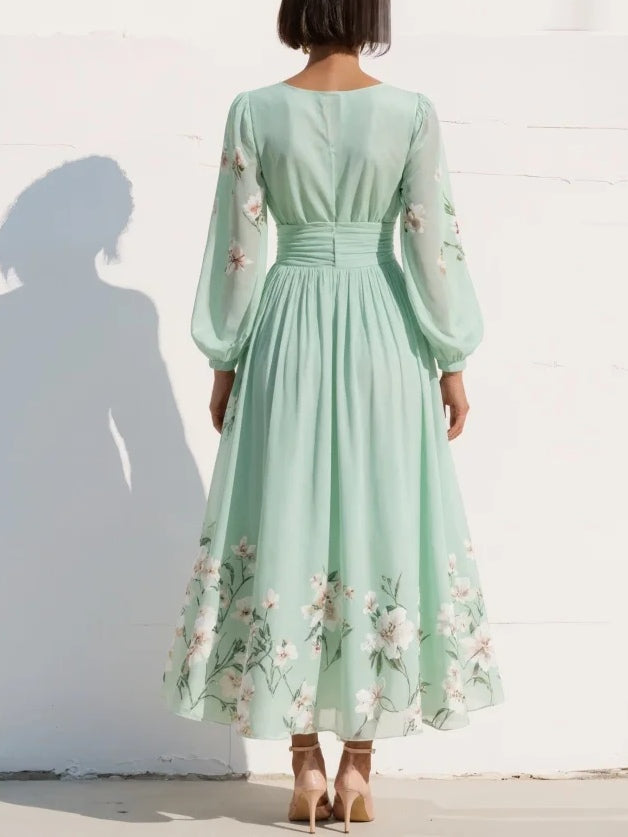 Gabriela| Vestido floral verde claro