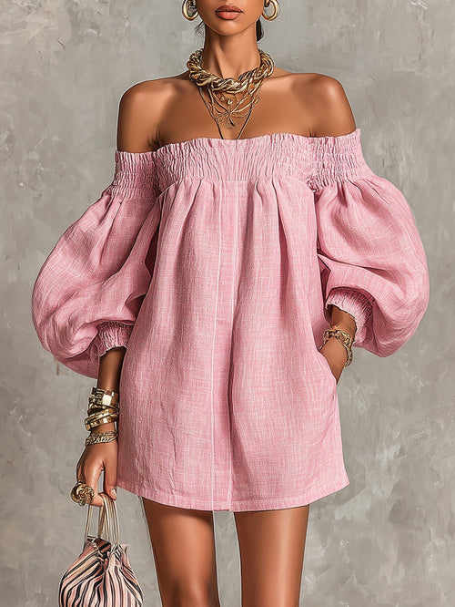 Nerea - Minivestido rosa de corte en A y corte holgado