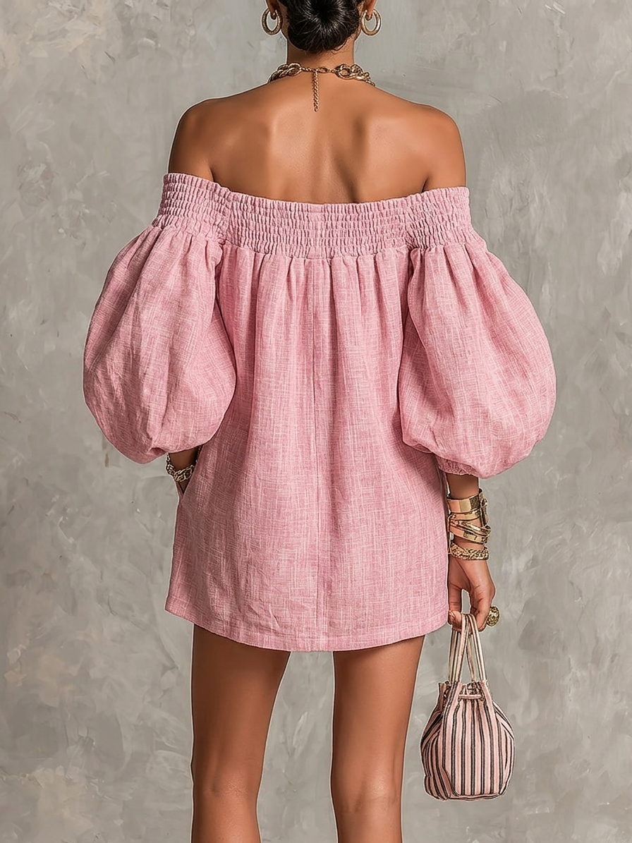 Nerea - Minivestido rosa de corte en A y corte holgado