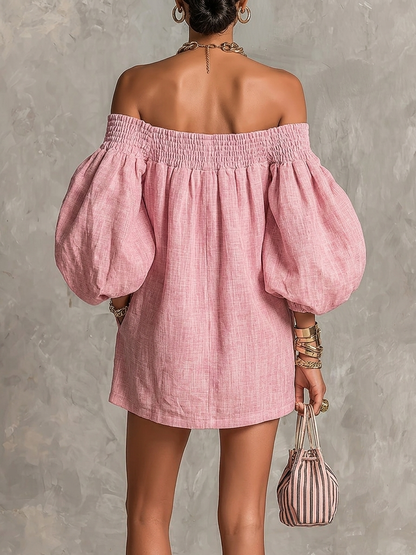 Nerea - Minivestido rosa de corte en A y corte holgado