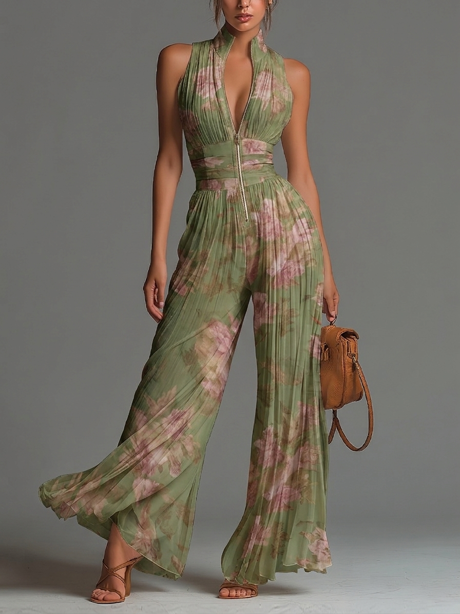 Loli - Mono de gasa verde con estampado floral