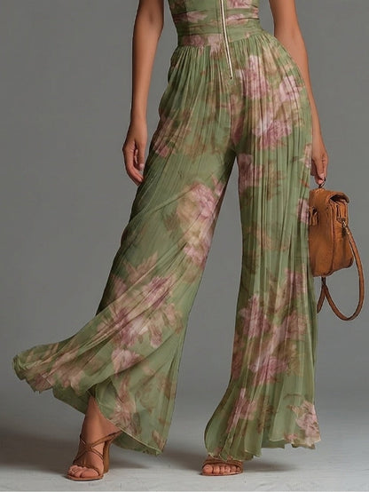 Loli - Mono de gasa verde con estampado floral