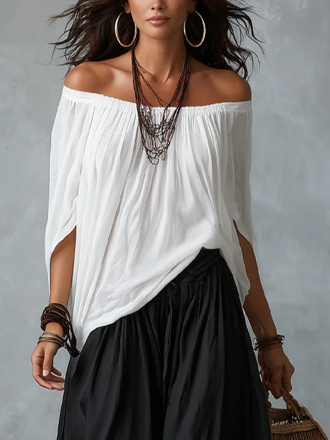 Matilde - Conjunto de top blanco con hombros descubiertos