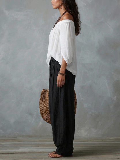 Matilde - Conjunto de top blanco con hombros descubiertos