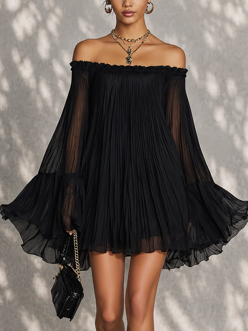 Beatriz - Minivestido negro con hombros descubiertos