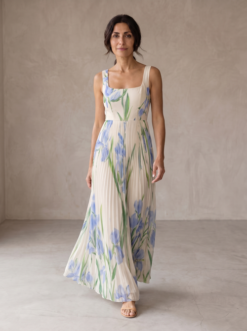 Oriah | Vestido largo de corte A con estampado floral
