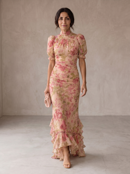Rosario | Vestido largo de gasa floral