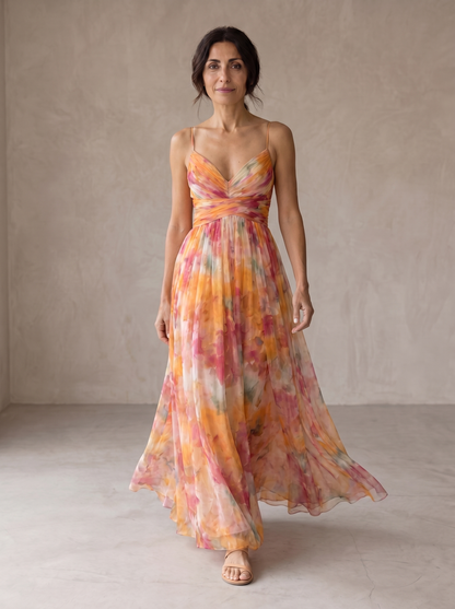 Giselle | Vestido largo con estampado floral encantador