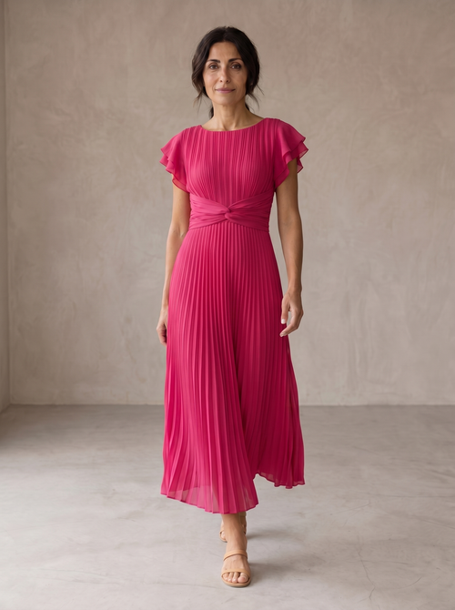 Seraphina | Elegante vestido largo plisado con cintura anudada