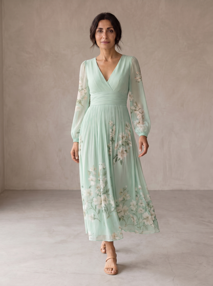 Gabriela| Vestido floral verde claro