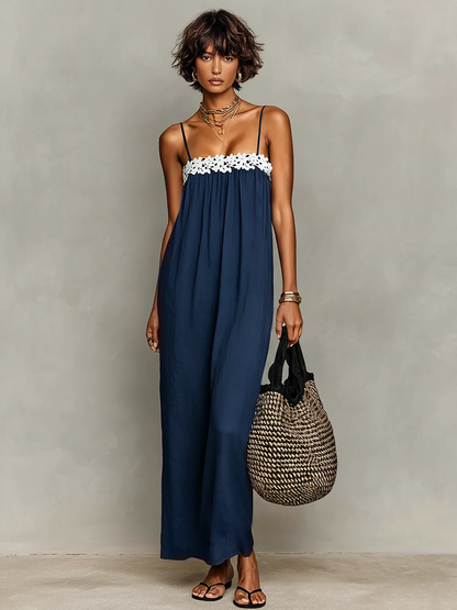Daniela - Maxivestido de diseño minimalista para mujer en mezcla de lino