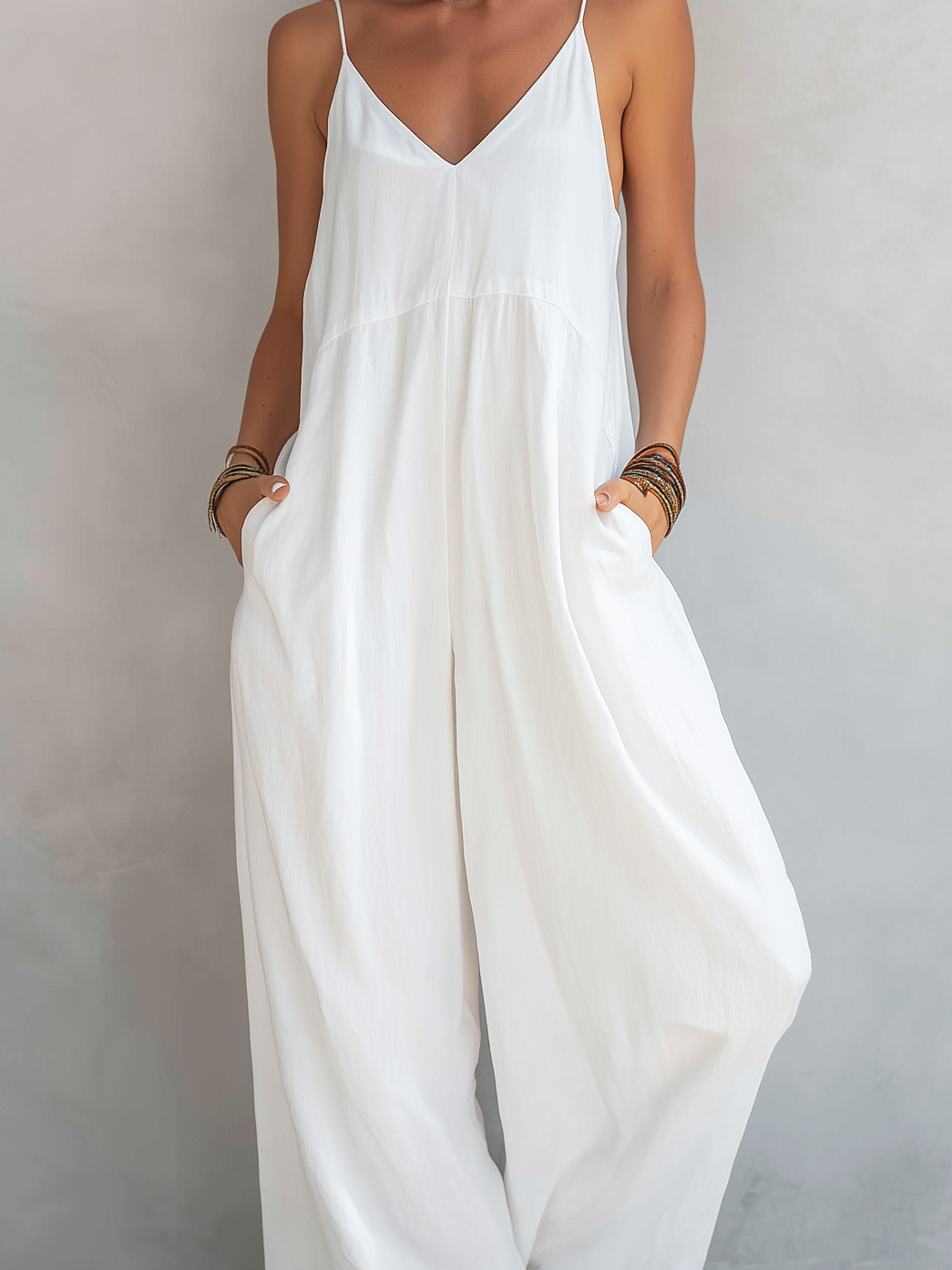 Lylia - Tuta jumpsuit casual, senza maniche e dalla vestibilità ampia